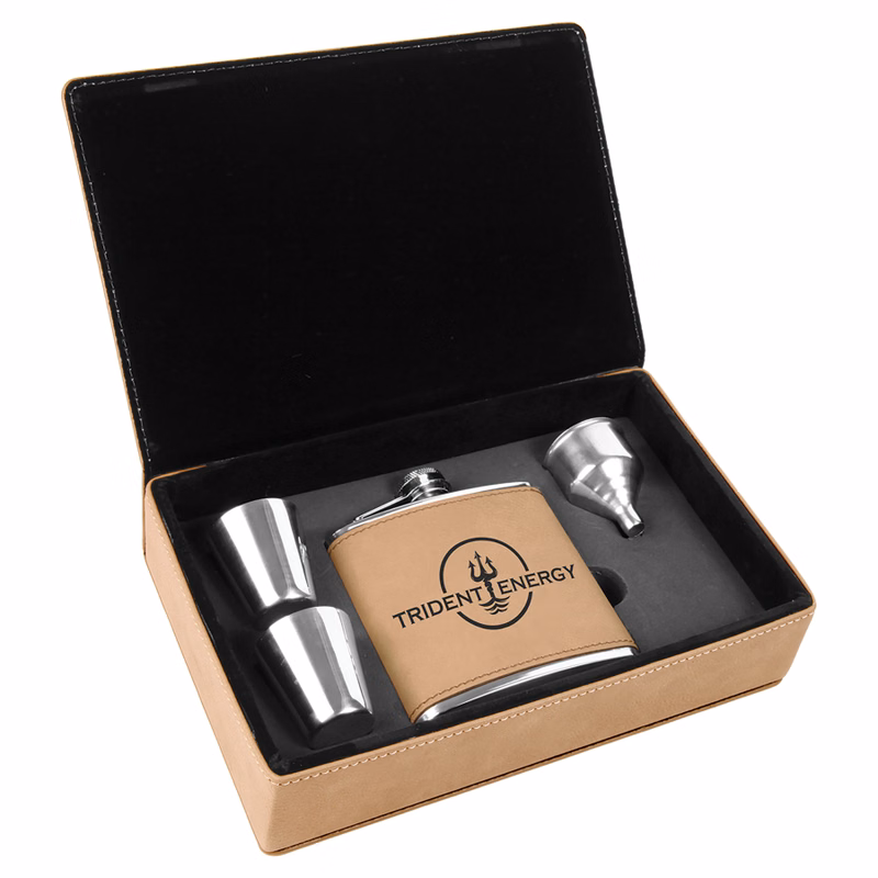 Lane Leatherette Flask Gift Set
