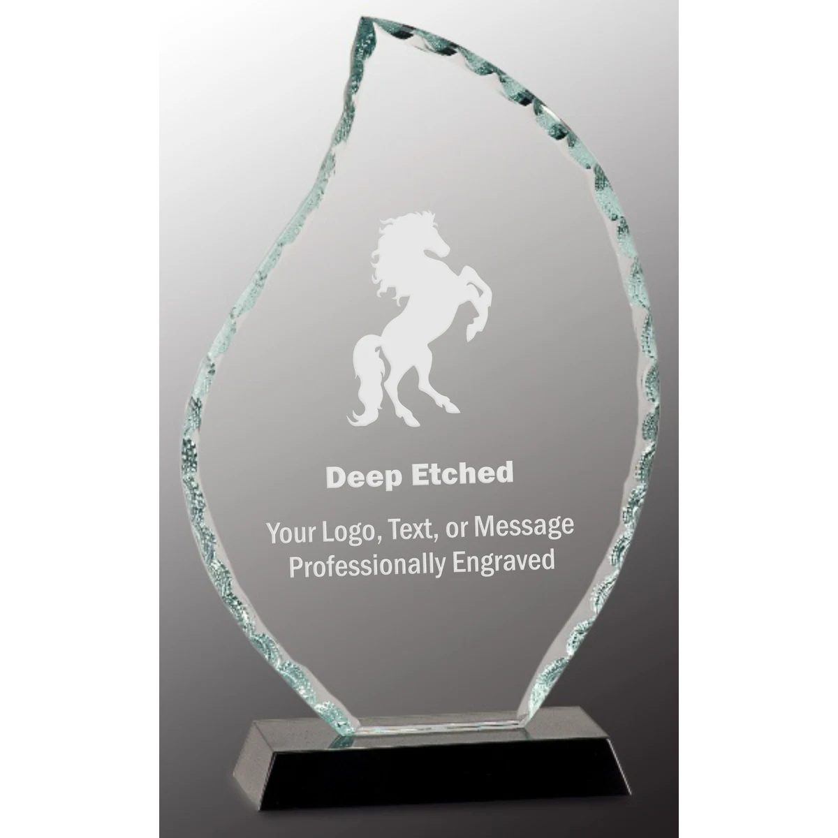 8 1/2" Flame Facet Glass Award on Black Base 1