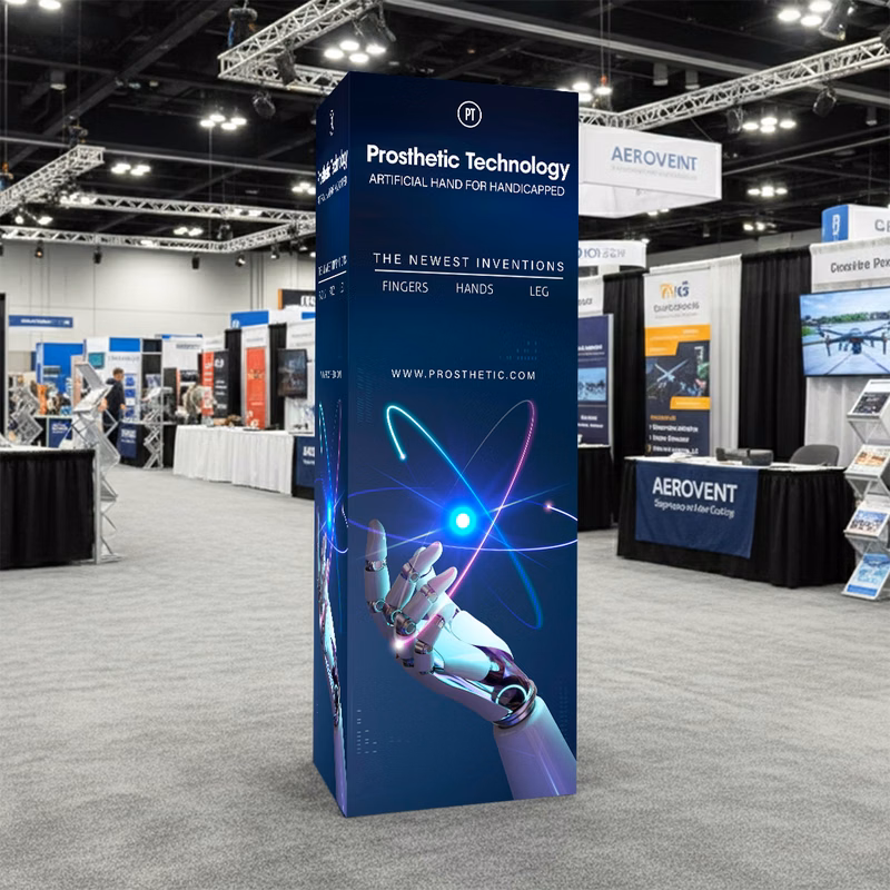 Pop Up Tower Display for Trade Show (2.6 Ft x 2.6 Ft x 10 Ft)