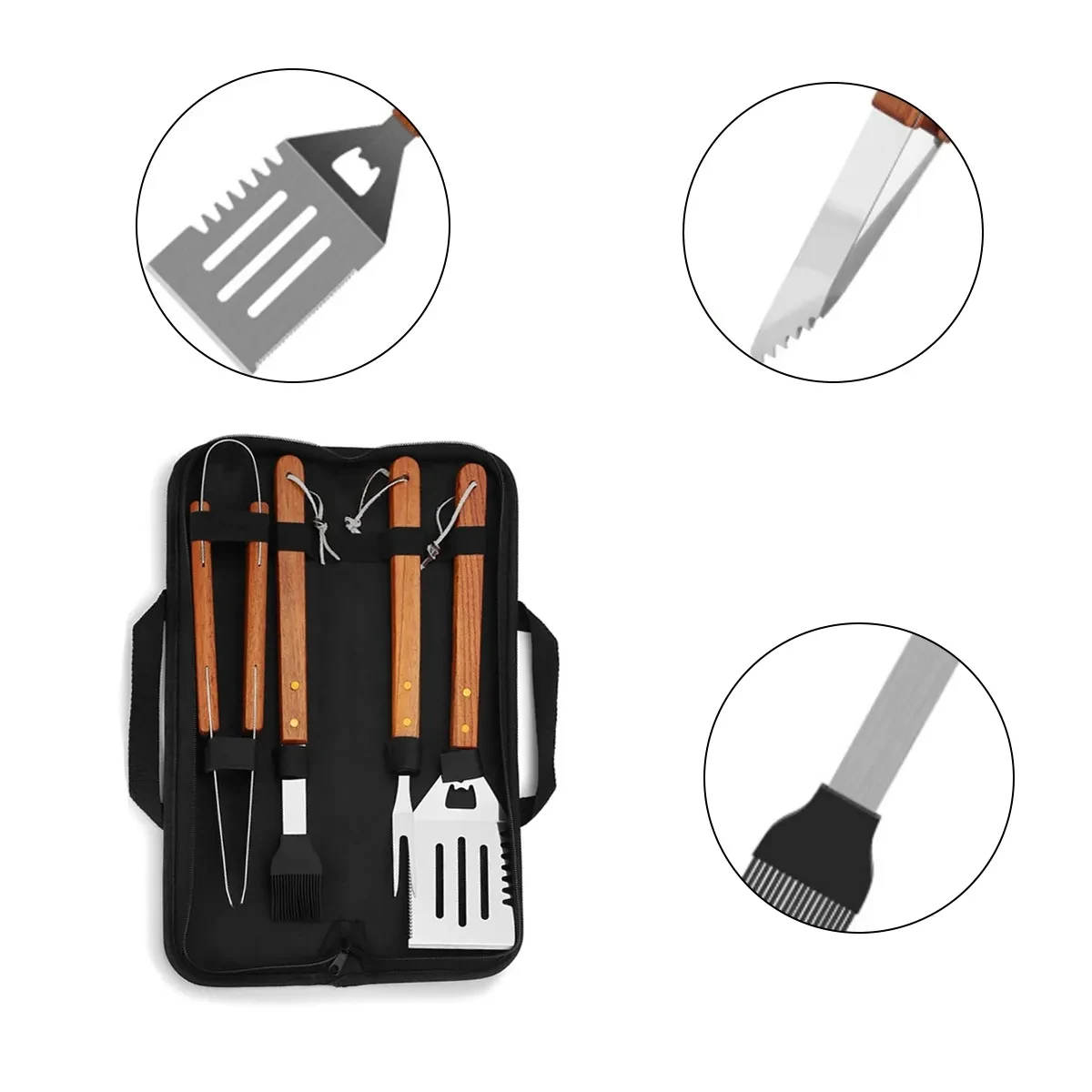 4 in 1 Portable BBQ Grilling Utensil Set with Case 1