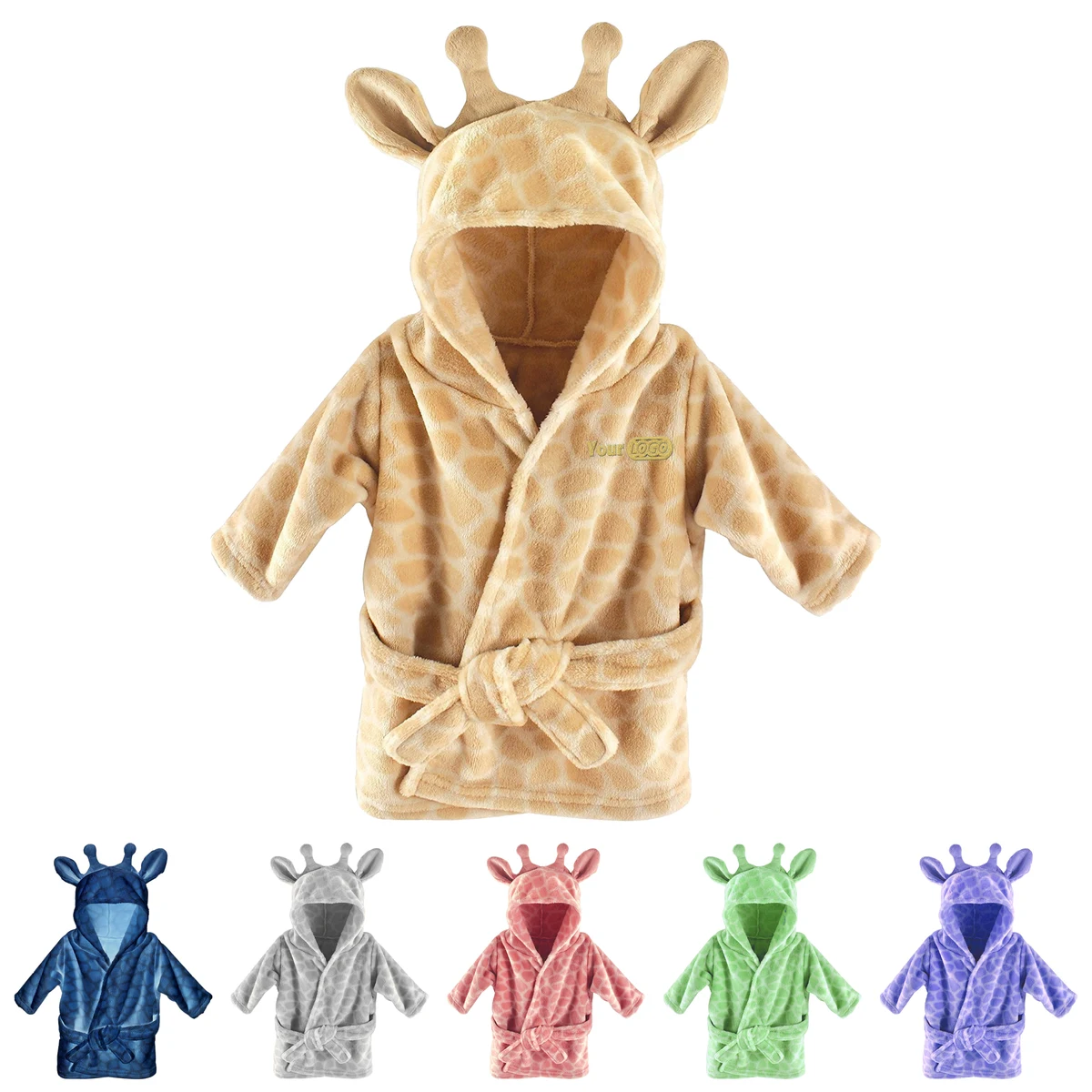 Other Fabric Plush Hooded Toddler Bathrobe With Cute Animal Design 1
