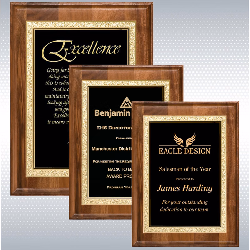 Walnut Rectangle Plaque w/Black Brass Engraving Plate (7" x 9")