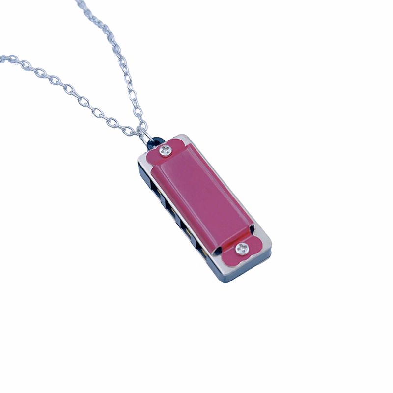 Mini Harmonica Necklace With Metal Chain Four Hole Eight Tone