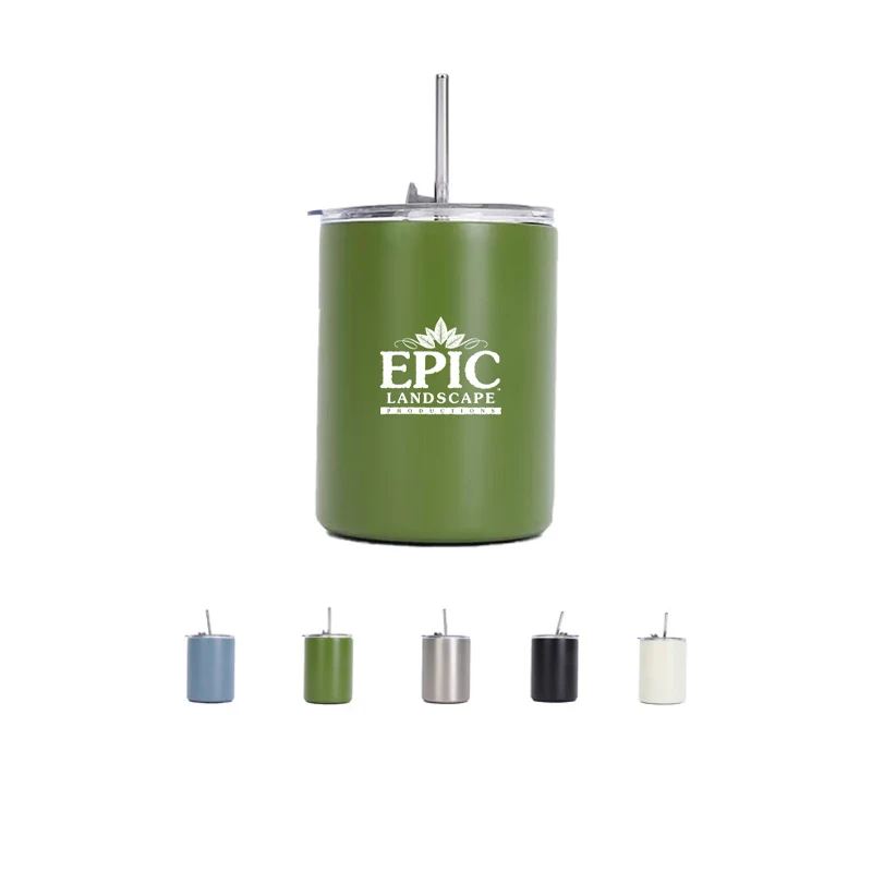12 Oz Double Wall Stainless Steel Tumbler Camping Mug With Straw 1