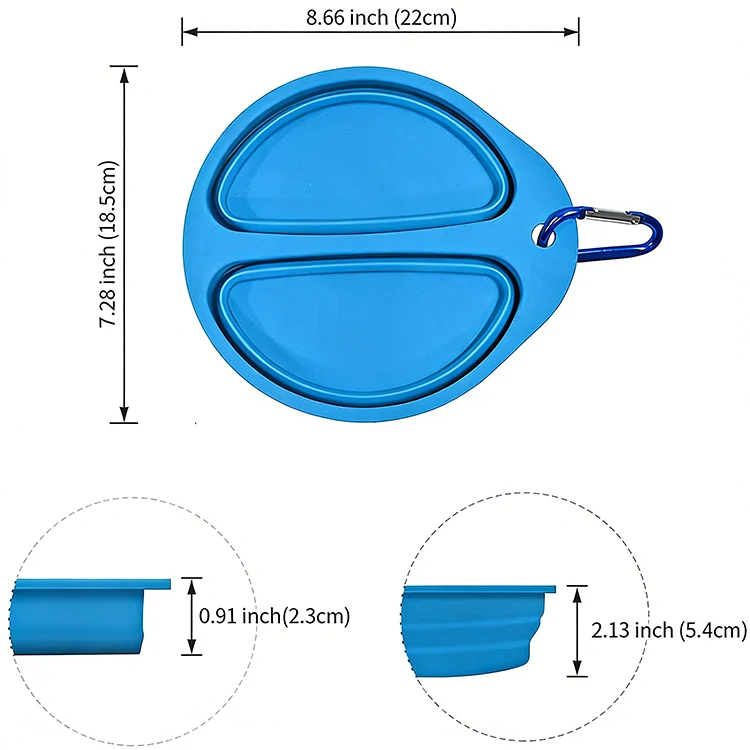 Silicone Collapsible Middle Split Pet Feeder Bowls 1