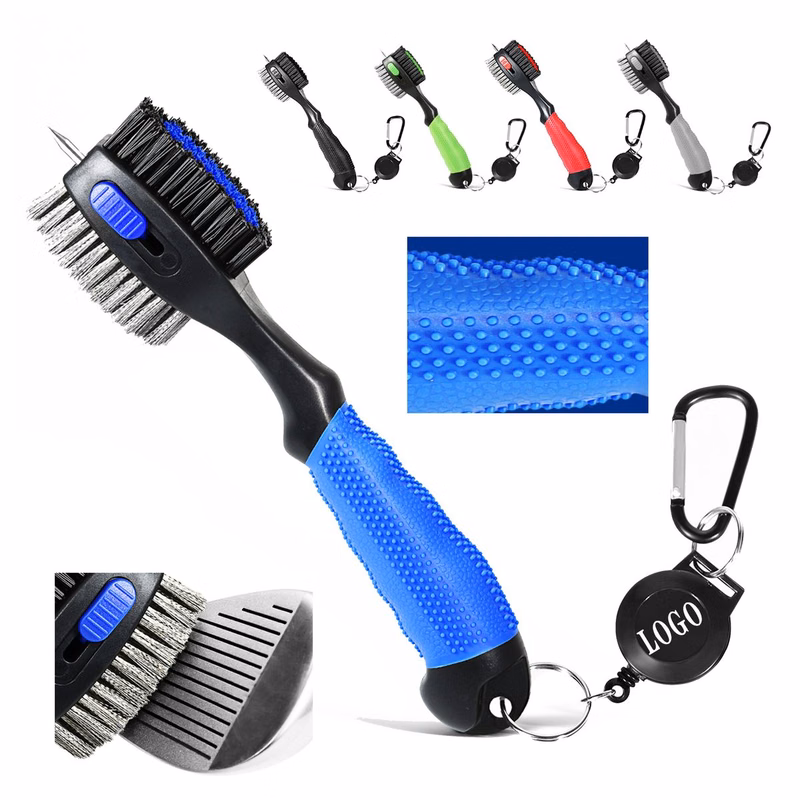 Custom Single-Color Logo Golf Club Cleaning Brush With Non-Slip Massage Grip
