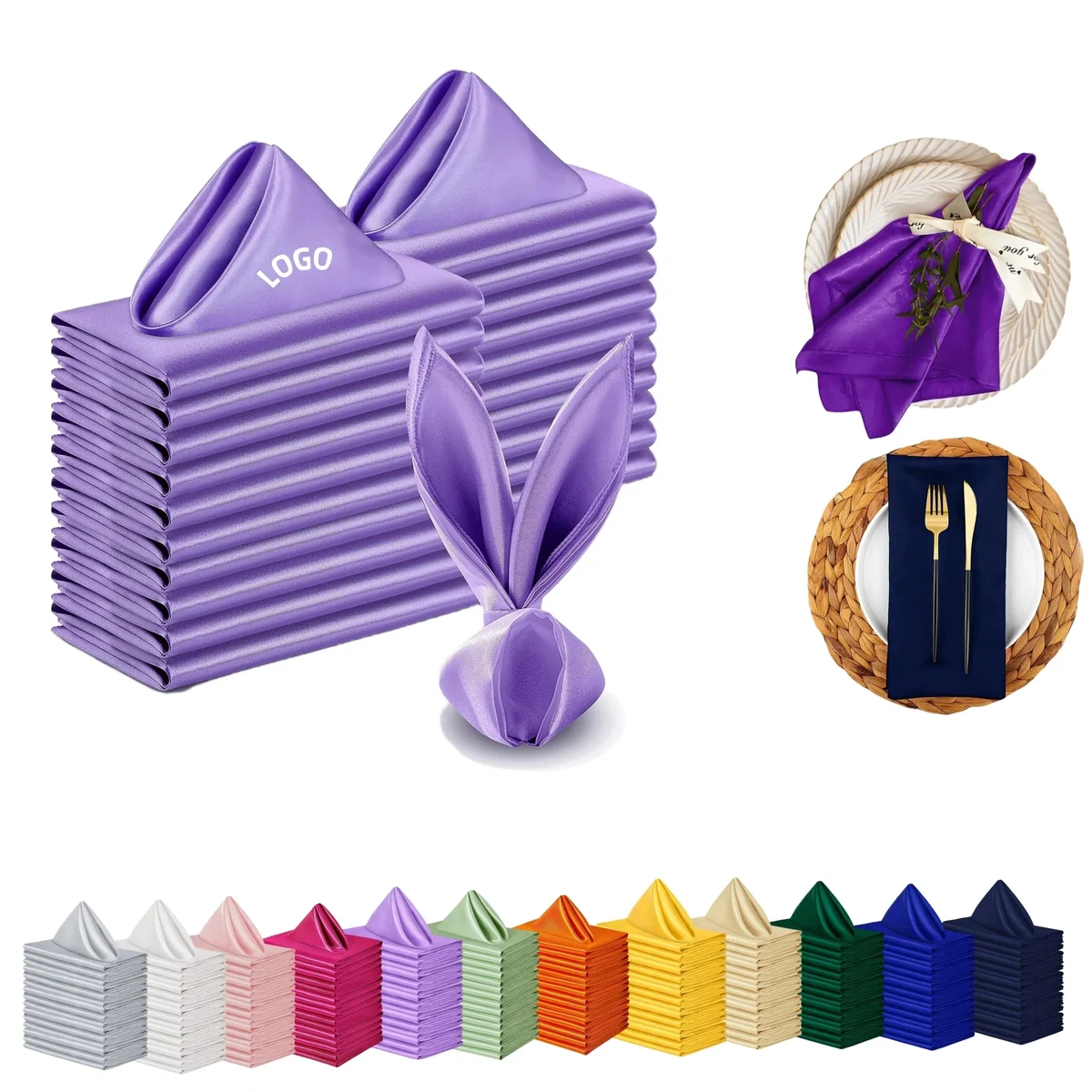 Banquet Soft Smooth Satin Polyester Square Napkin 1