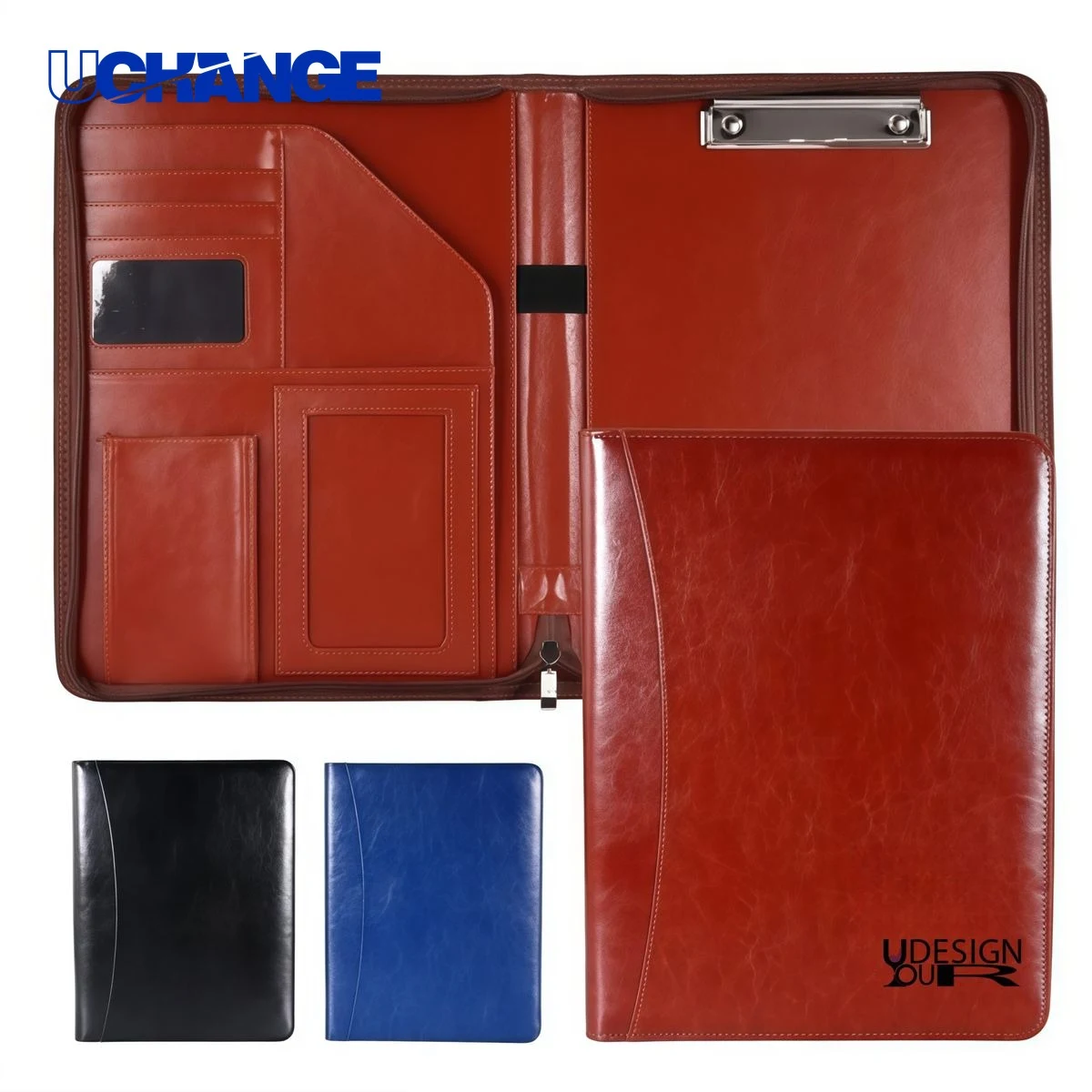 A4 Zipper Business Leather Padfolio Organizer for Resumes 1