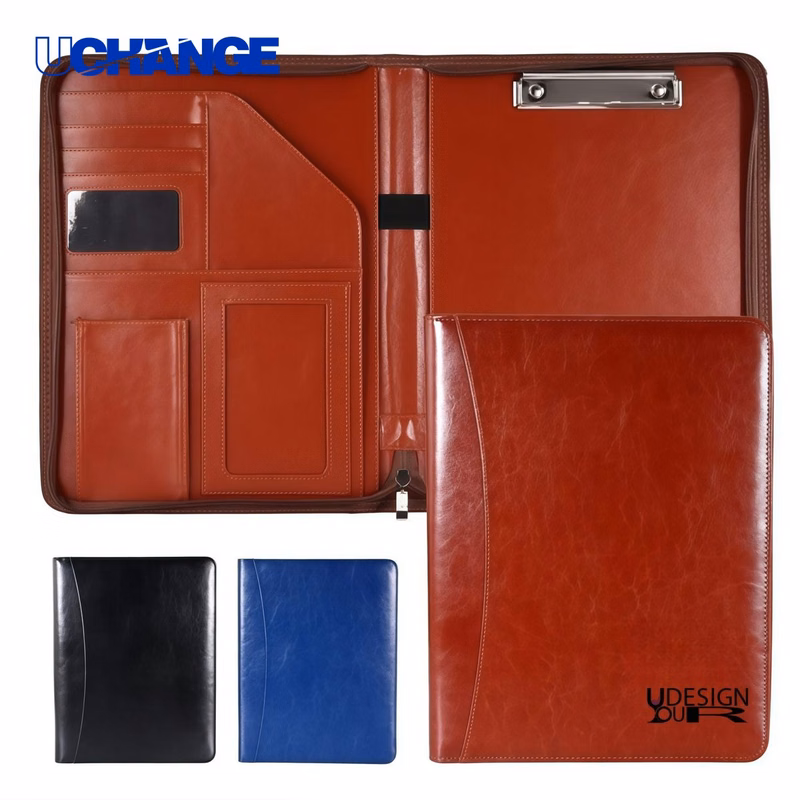A4 Zipper Business Leather Padfolio Organizer for Resumes