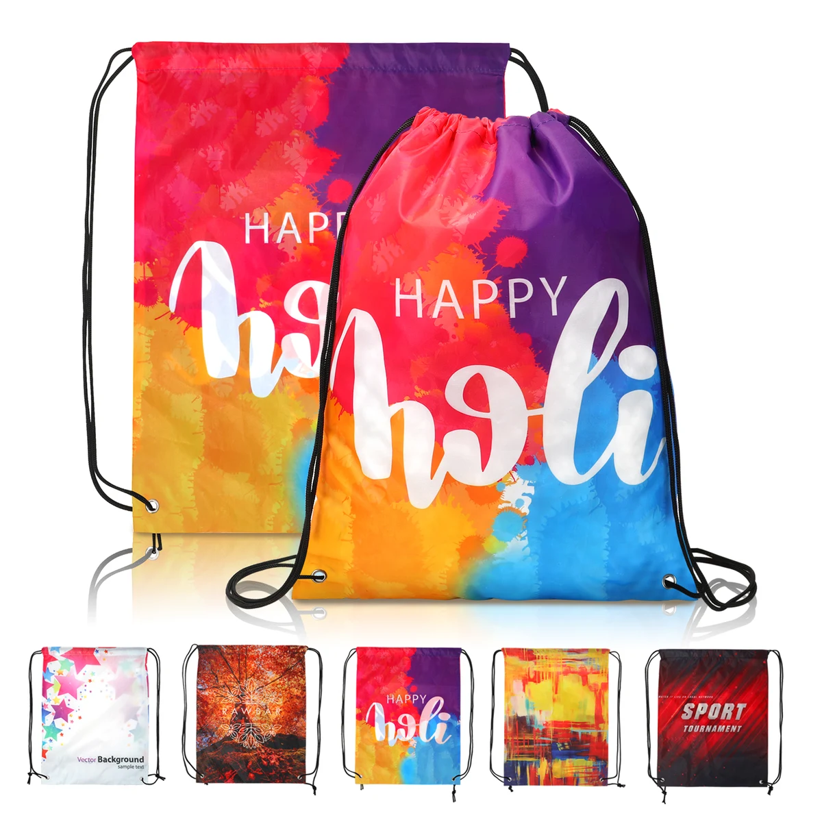 14" X 17" Dye Sublimated Polyester Drawstring Backpack 1