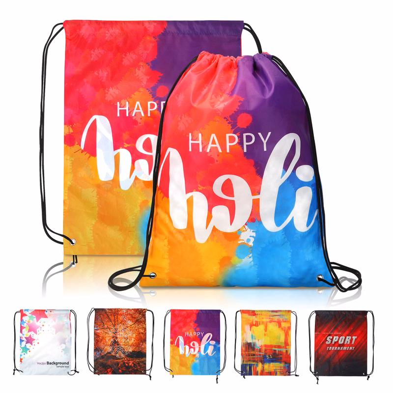 14" X 17" Dye Sublimated Polyester Drawstring Backpack