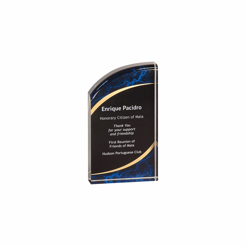 3" x 6" Blue Marble Rounded Acrylic Award