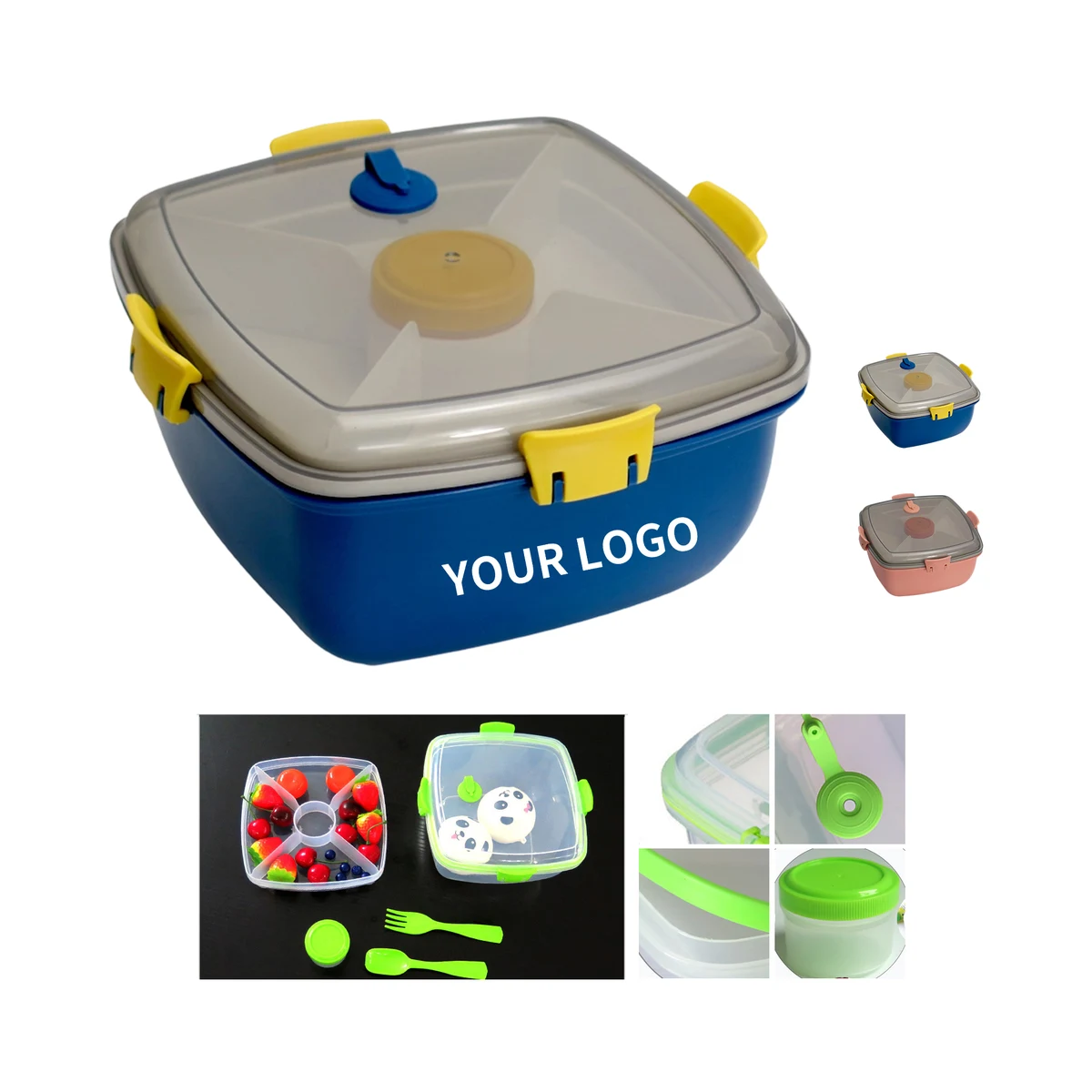 Plastic Food Storage Bento Box Set With Utensils 40 Ounce Capacity 1