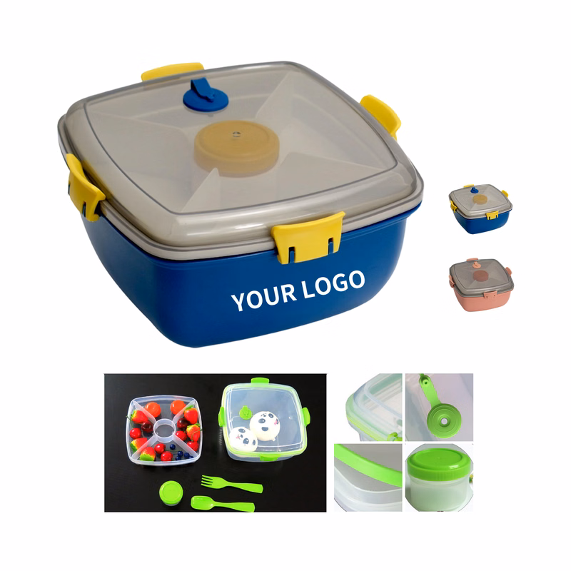 Plastic Food Storage Bento Box Set With Utensils 40 Ounce Capacity