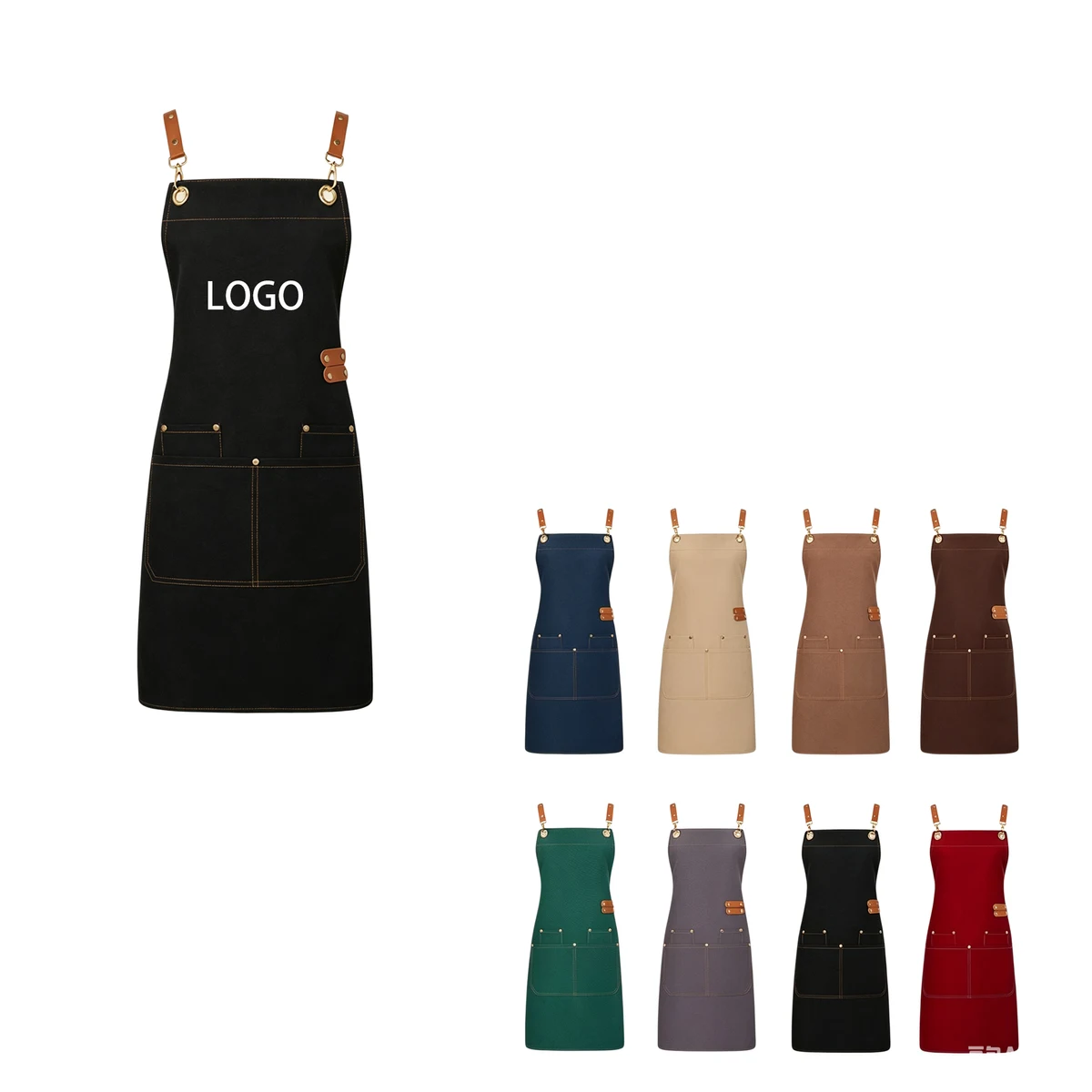 Canvas Cross-Shoulder Strap Apron 1