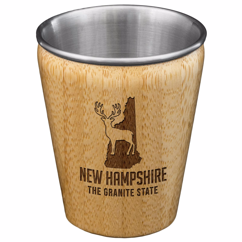 New Hampshire State Bamboo and Stainless Steel Shot Glass