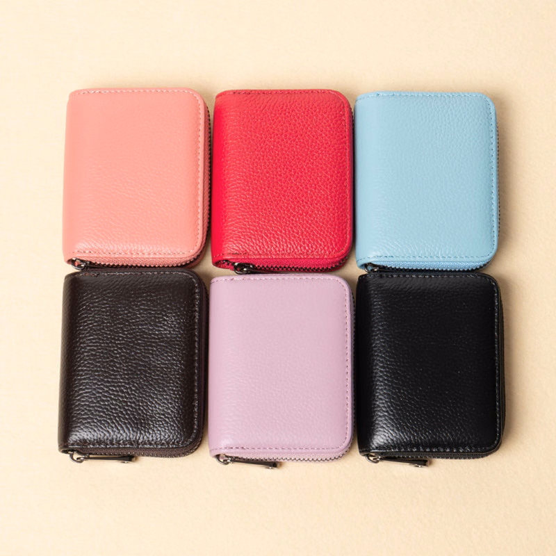 Leather Zipper Card Cases Holder