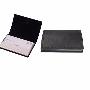BLACK LEATHERETTE CARD CASE