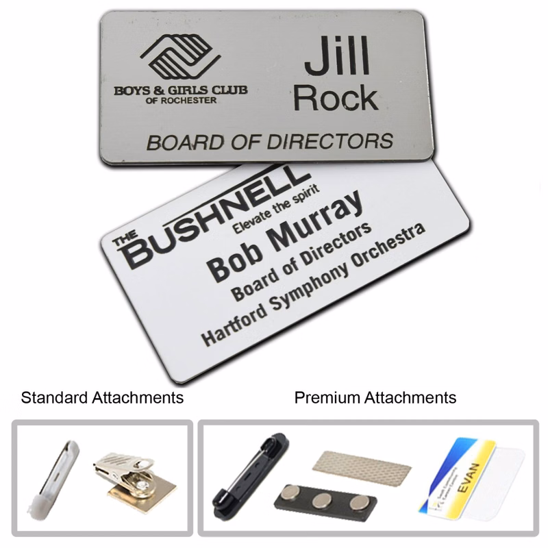 2.125 inch x 3.375 inch Plastic Engraved  Name Badge