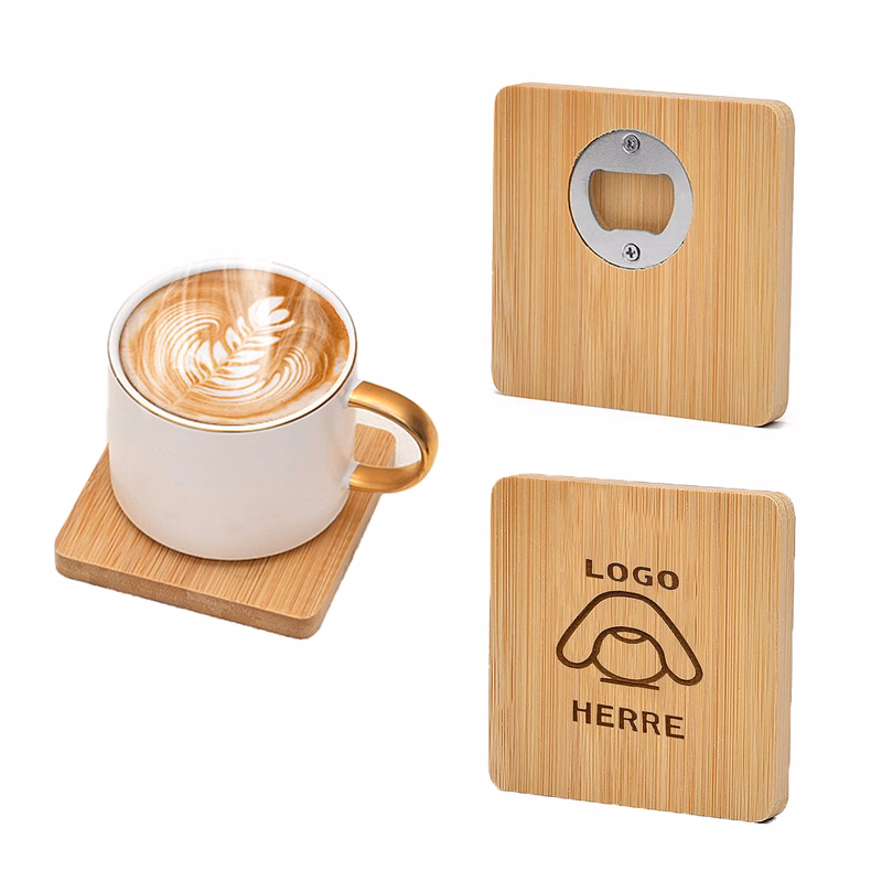 Bamboo Coaster With Bottle Opener