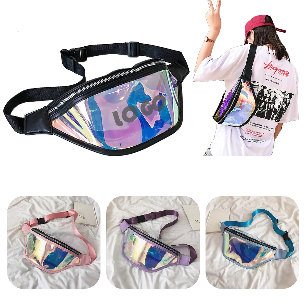 Holographic Fanny Packs Laser Waist Bag 1