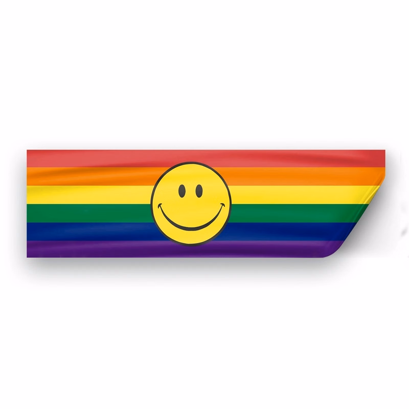 3" x 10" Rainbow with smiley face Pride Window Decals