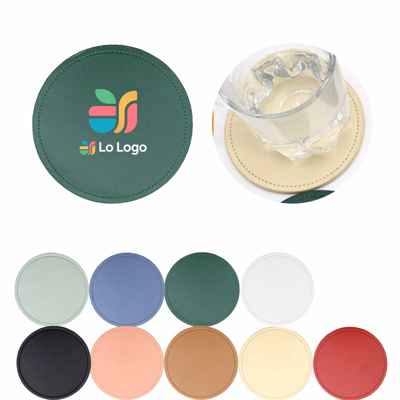 Round Leather Drink Coaster