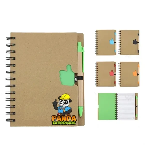 Custom 5.82-Inch Hardcover Spiral Notebook with Pen — Premium Beige Paper Journal Set 1