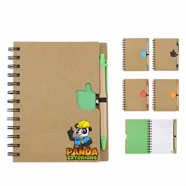 Custom 5.82-Inch Hardcover Spiral Notebook with Pen — Premium Beige Paper Journal Set