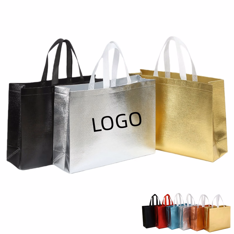 Glossy Laminated Non Woven Tote Bag For Apparel Packaging