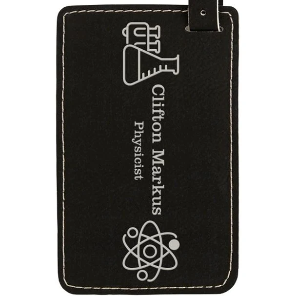 Black Faux Leather Luggage Tag 1