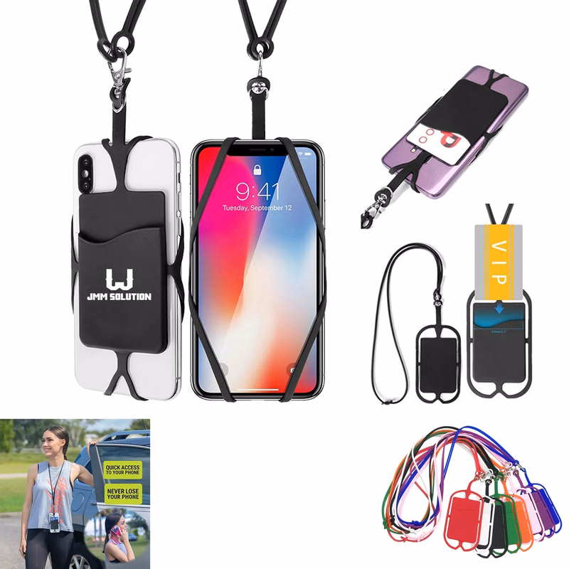 Silicone Lanyards with Phone Holder and Wallet