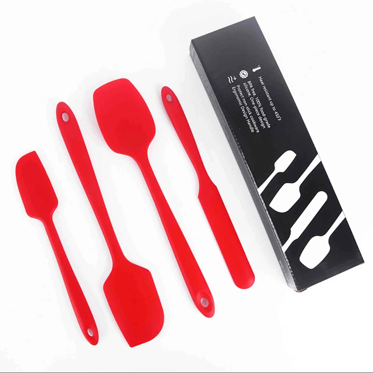4 Pieces Silicone Food Grade Rubber Spatula Set 1