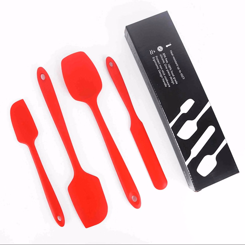 4 Pieces Silicone Food Grade Rubber Spatula Set