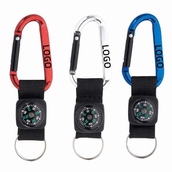Carabiner W/ Compass & Split Key Ring