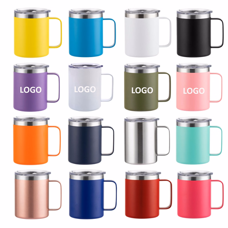 14 Oz Powder Coated Vacuum Handle Mug