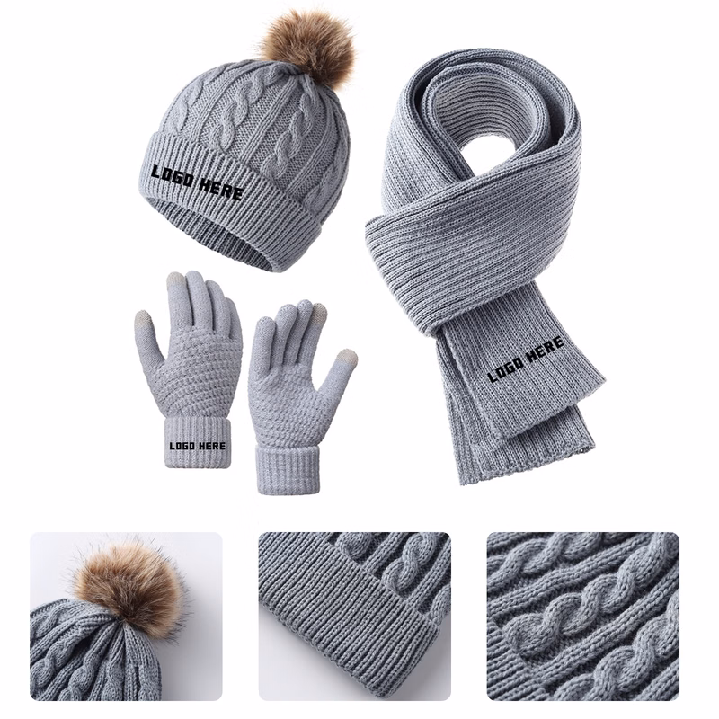MOQ20 Winter Hat, Scarf, And Gloves Set