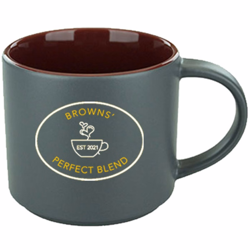 16 oz Norwich Mug - Satin Gray Out/Gloss Burgundy In