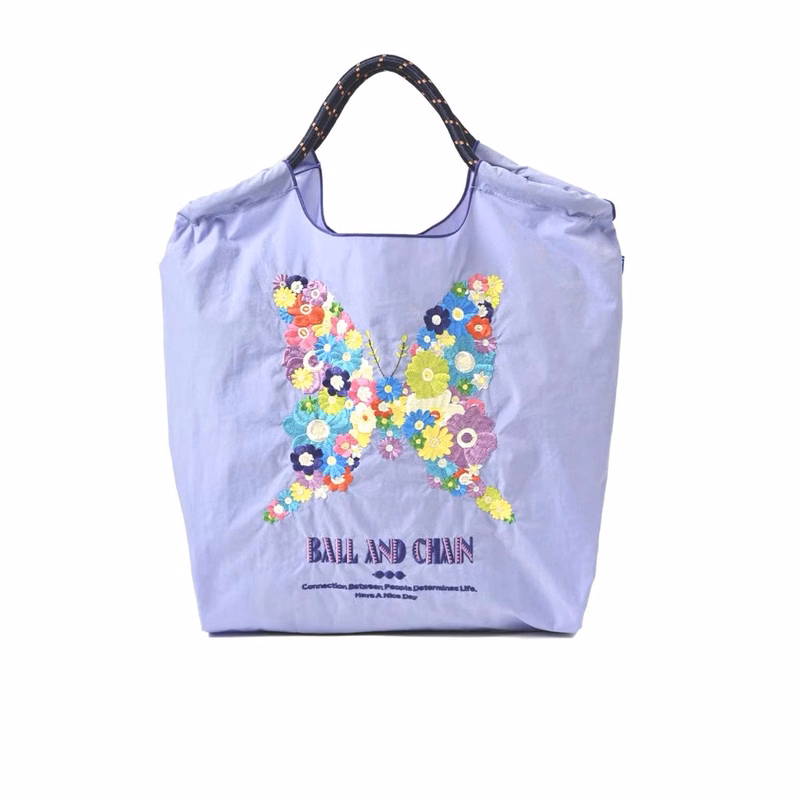 Embroidered Design Drawstring Tote Bag