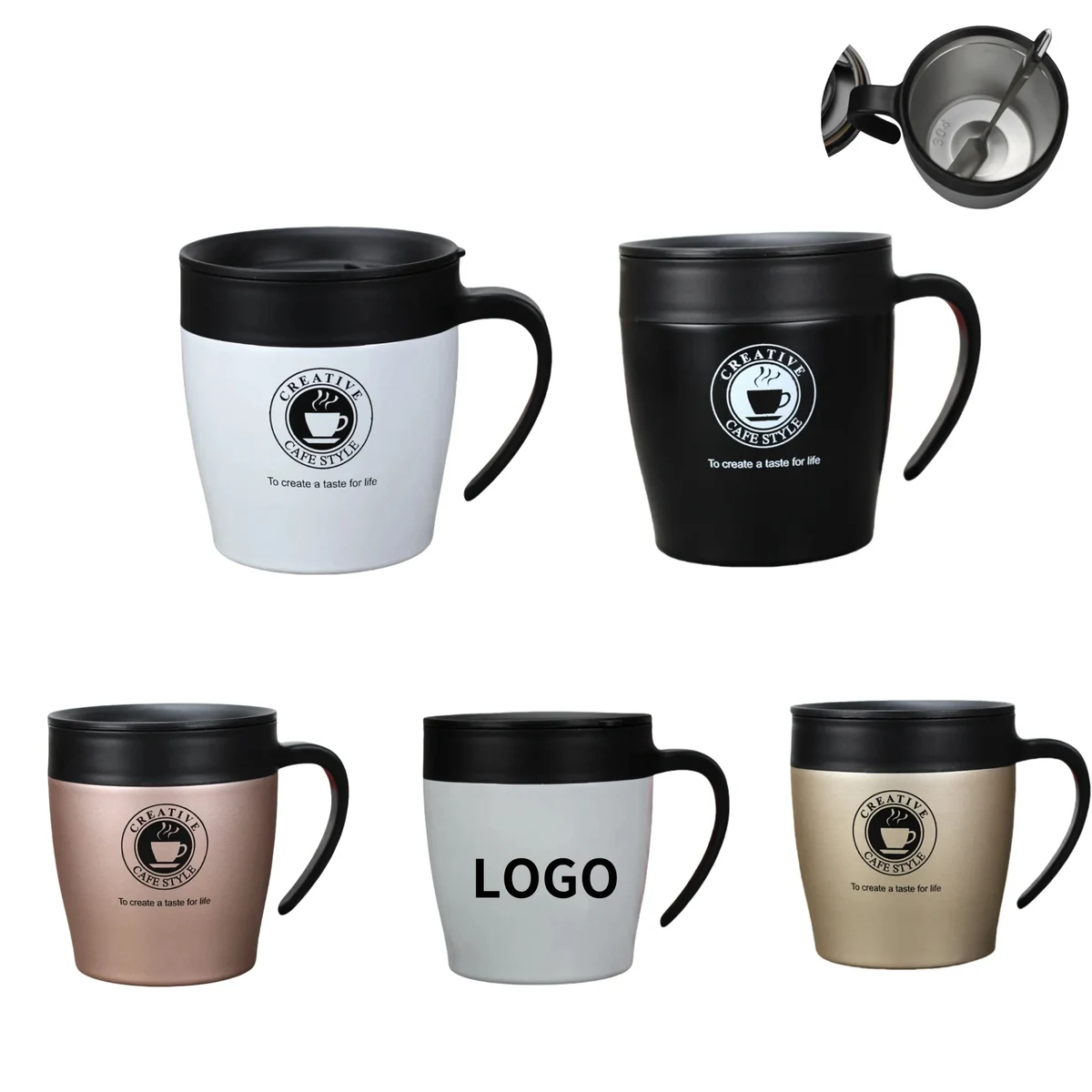 12oz Insulated Coffee Mug with Handle and Lid 1