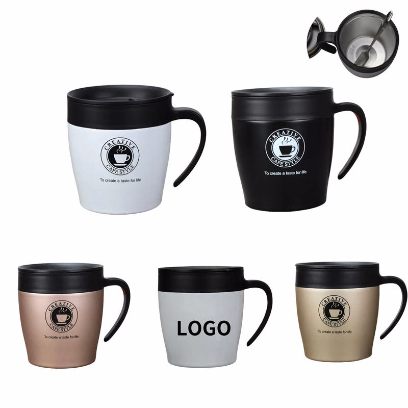 12oz Insulated Coffee Mug with Handle and Lid