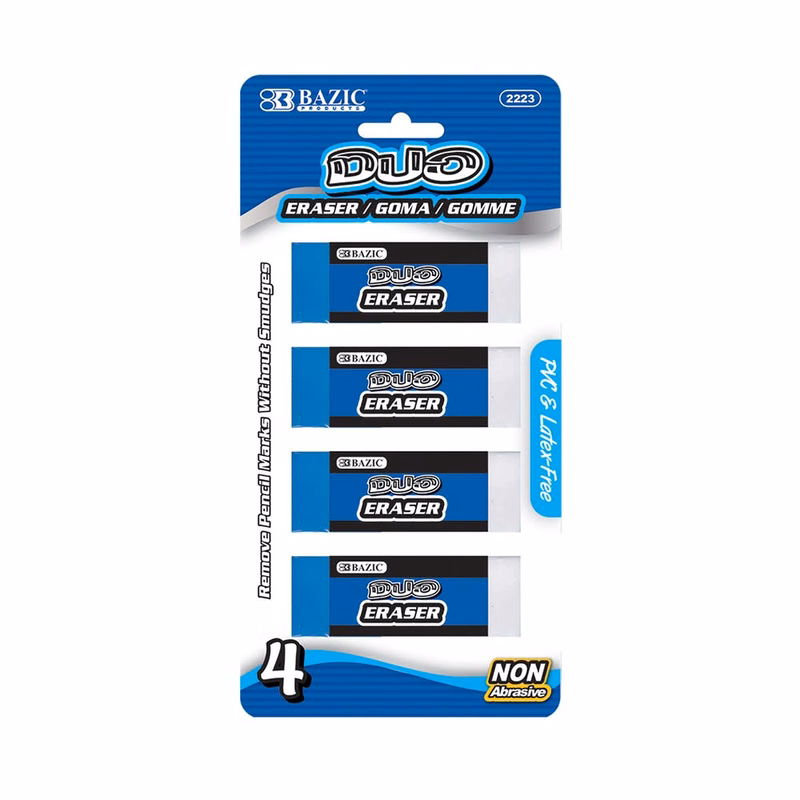 Pencil Erasers - Two-Tone Vinyl 4 Pack