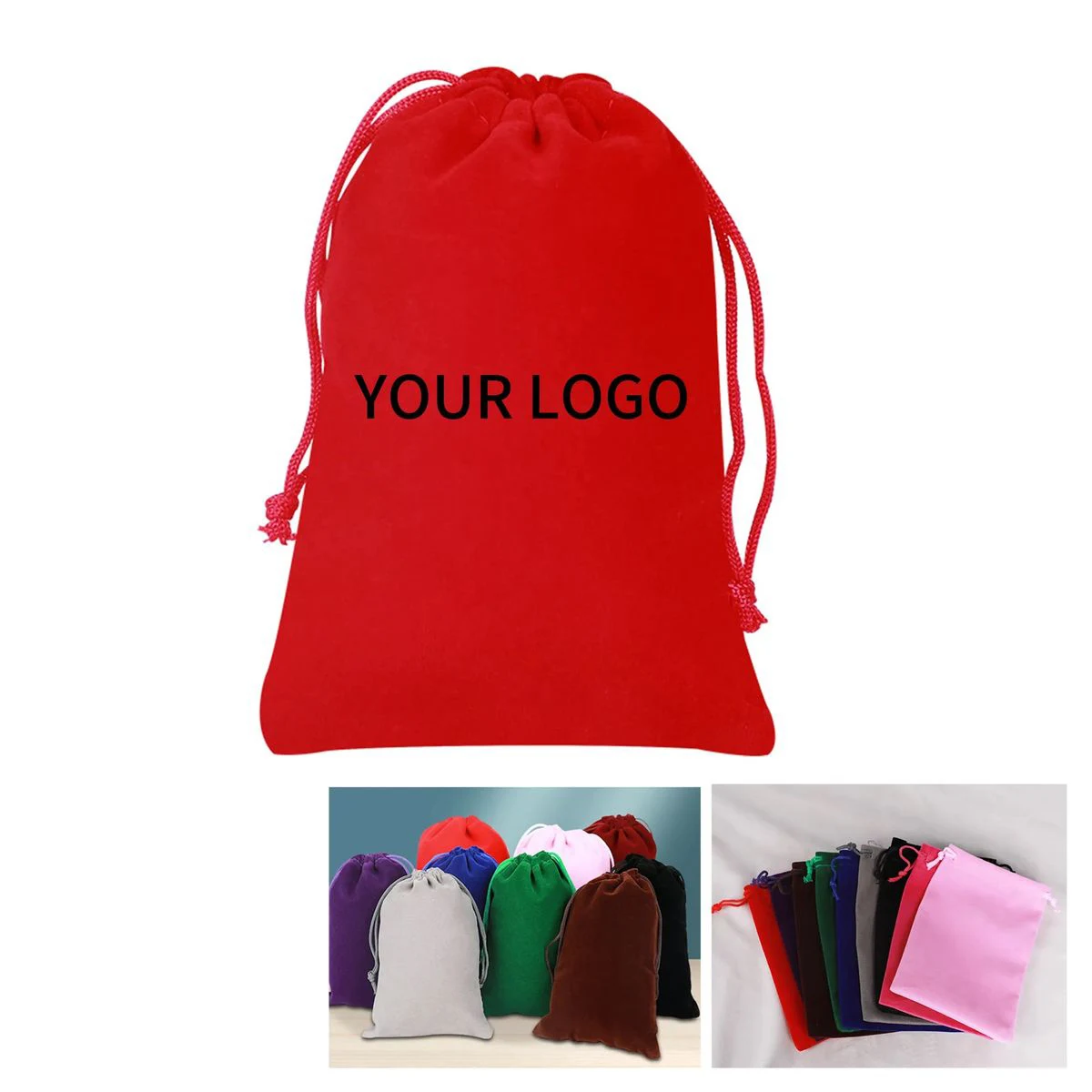 Velvet Christmas Drawstring Gift Bag with Tags 1