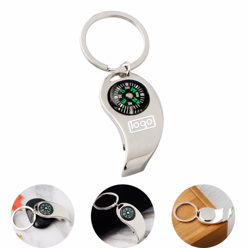 2 In 1 Compass Beer Opener Keychain