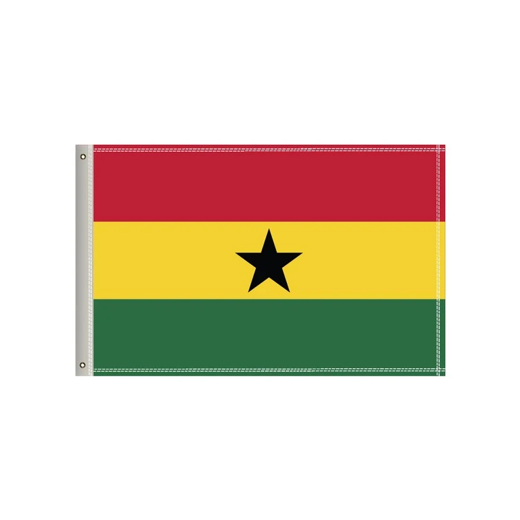 National Flag, Ghana, Single-Sided - 36"W x 24"H 1