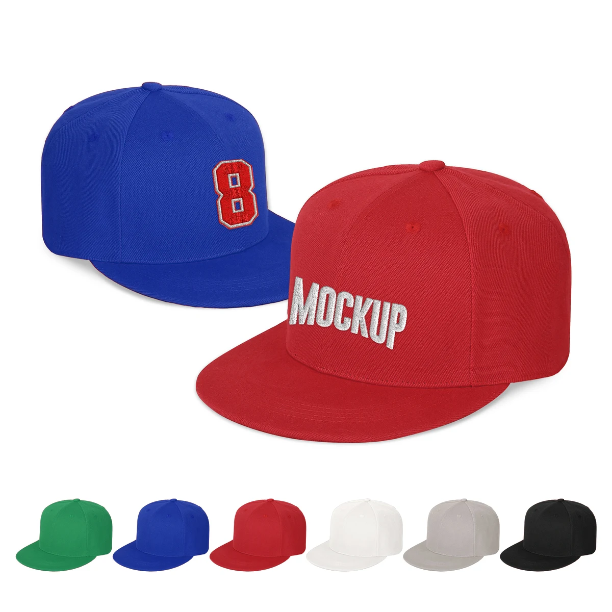 6 Panel Snapback Cap With Flat Bill 1