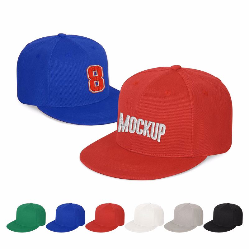 6 Panel Snapback Cap With Flat Bill