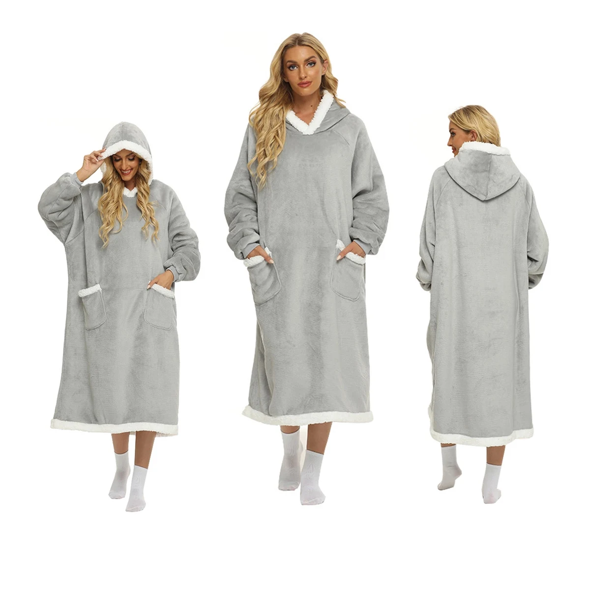 Oversized Blanket Hoodie Sweatshirt with Pockets, custom hoodie or sweatshirt with logo imprint 1