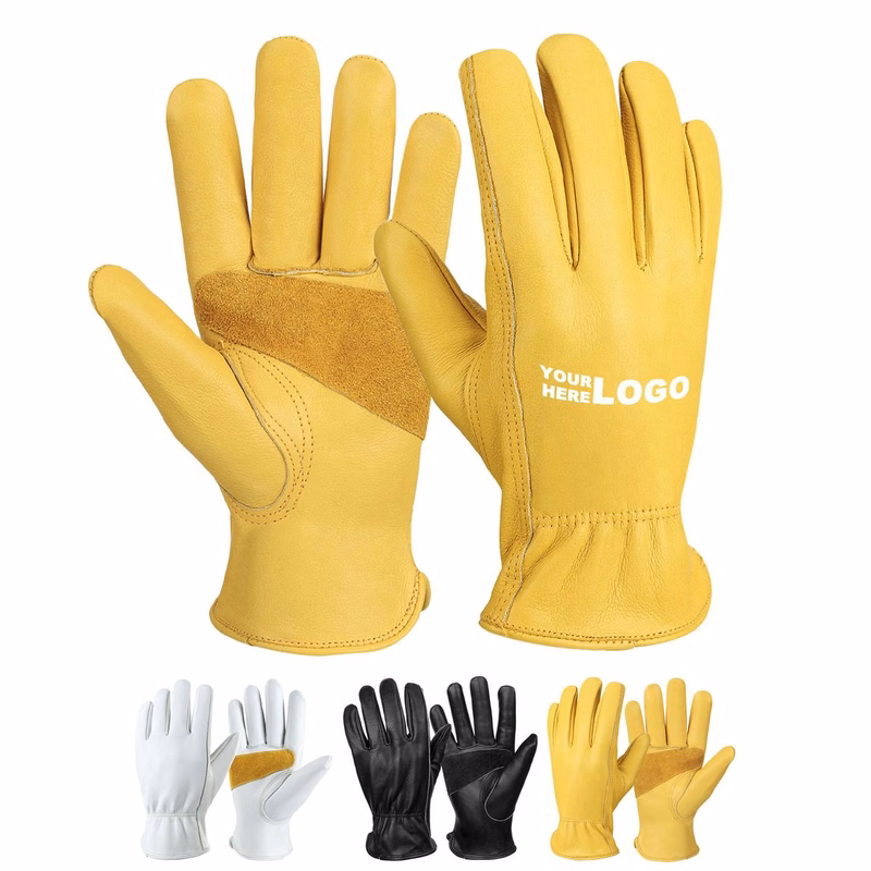 Yellow Cowhide Leather Palm Gloves MOQ50