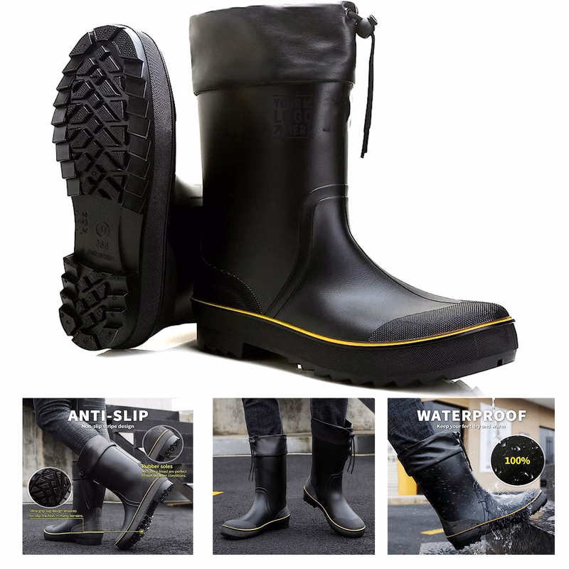 Waterproof Mens Rubber Boots with PVC Unique Design